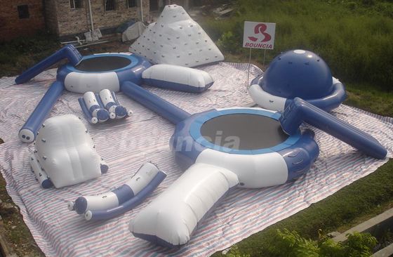 China White & Blue Combination Inflatable Water Park WP26 with Inflatable Iceberg / Saturn factory