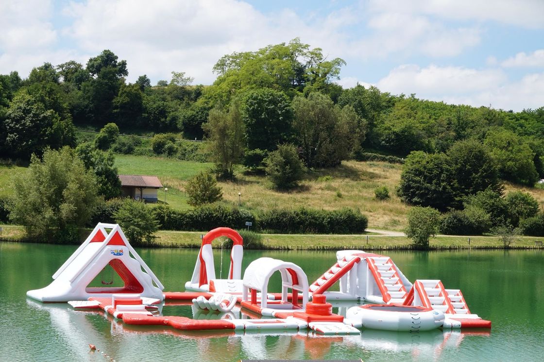 lake with inflatables
