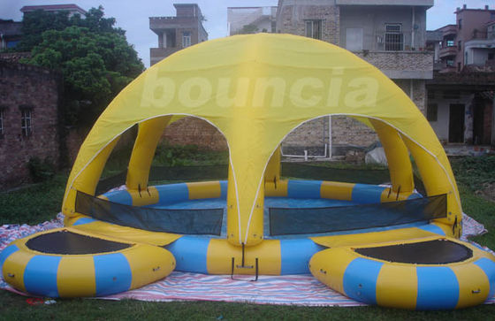 Orange Outdoor Inflatable Water Pool IP38 with Tent Cover and Trampoline factory