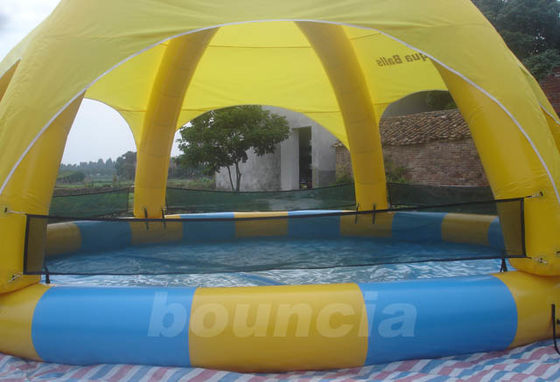 Orange Outdoor Inflatable Water Pool IP38 with Tent Cover and Trampoline factory