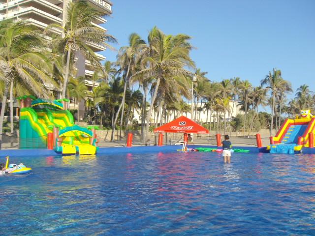 big pool with slide