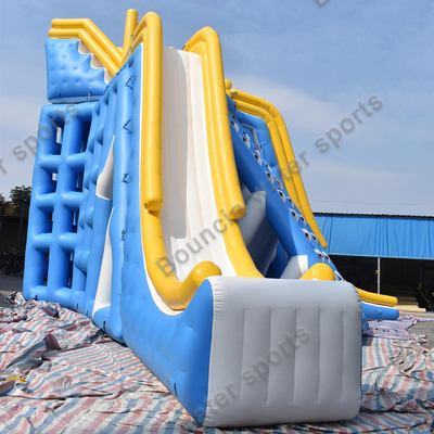 Giant Inflatable Water Jumping Tower With Slide For Lake