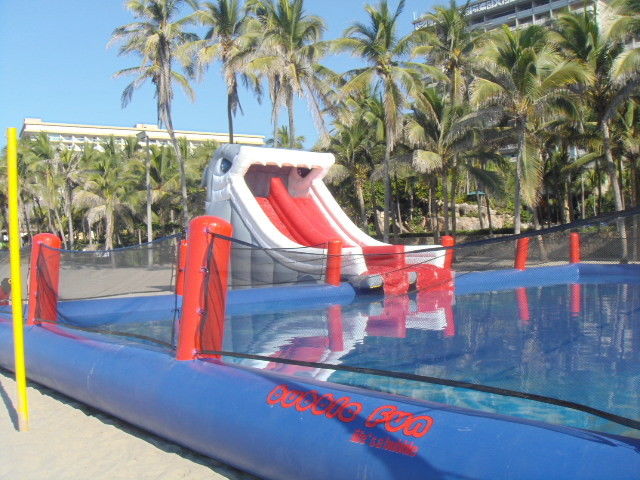big pool with slide