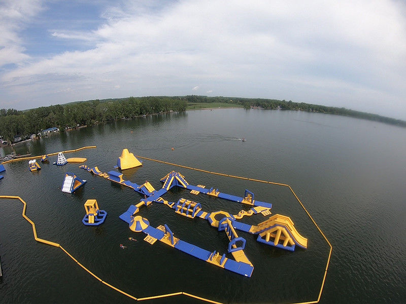 Outdoor Inflatable Water Park 50m*34m Maximum 120 People Capacity