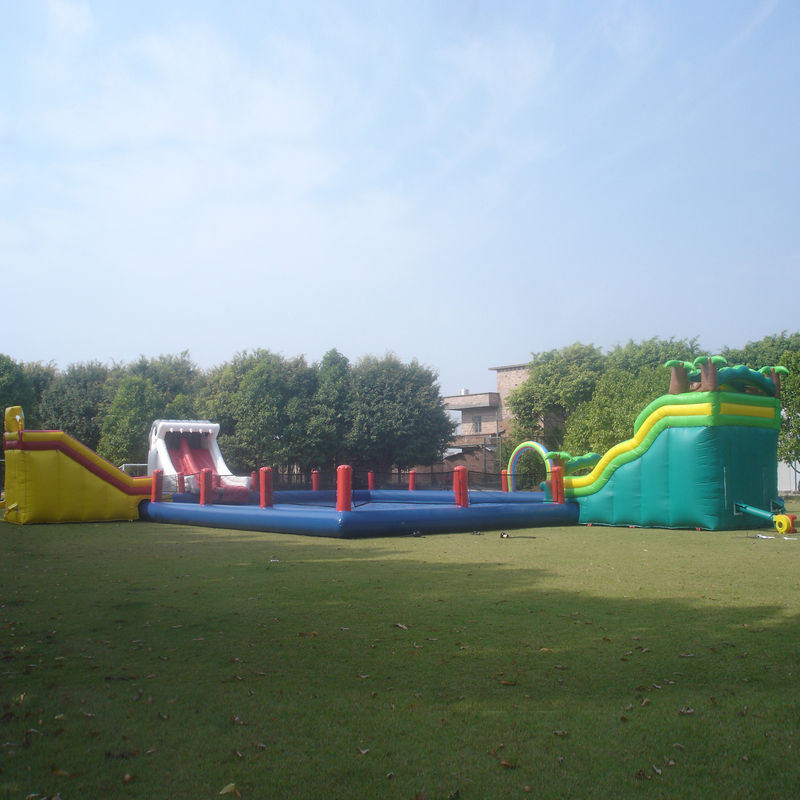 Durable Inflatable Water Park Slides With Big Pool For Beach Or Hotel