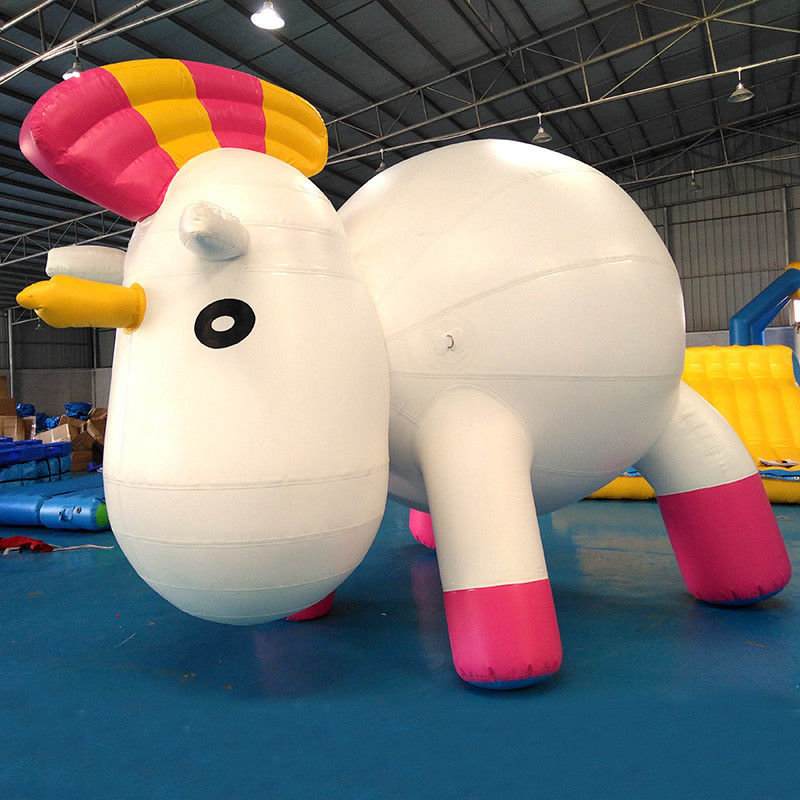 Anti - UV Material Standing Inflatable Unicorn Cartoon For Swimming Pool