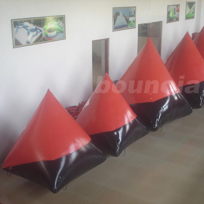 Red 0.6mm/0.9mm inflatable doritos shape air bunker for commercial use