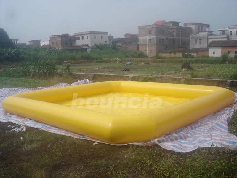 Yellow Color Outdoor Inflatable Water Pool With Reinforcement Strips