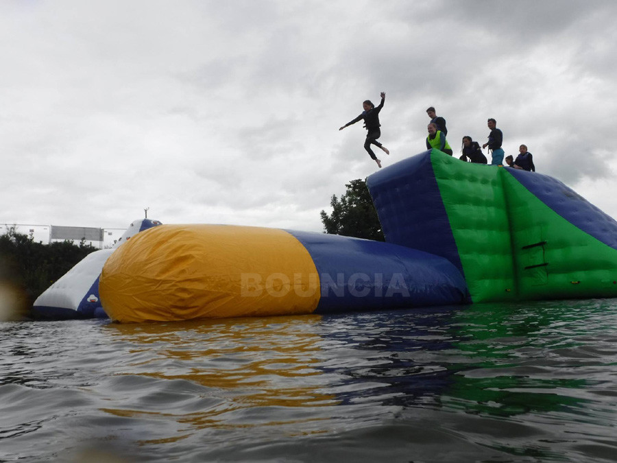 lake with inflatables